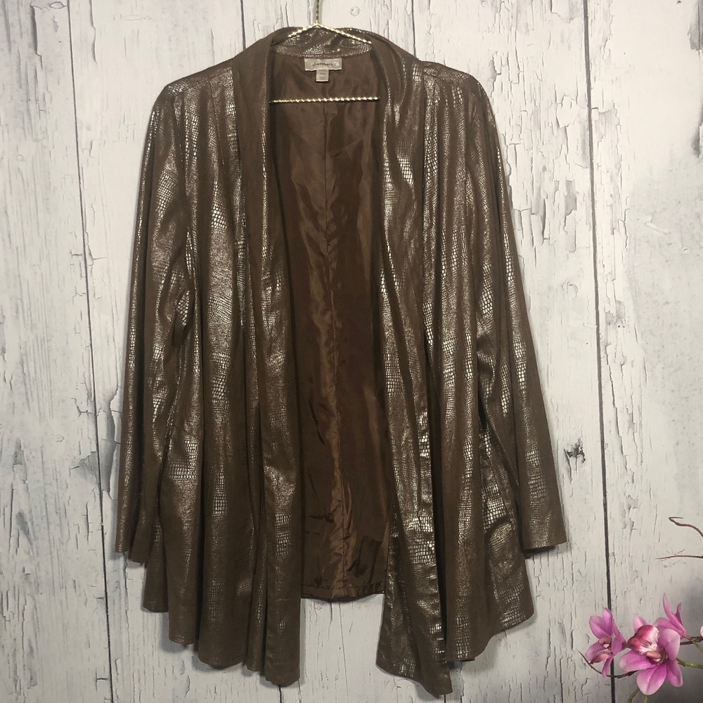 Dressbarn Metallic Brown Faux Snakeskin Leather XL